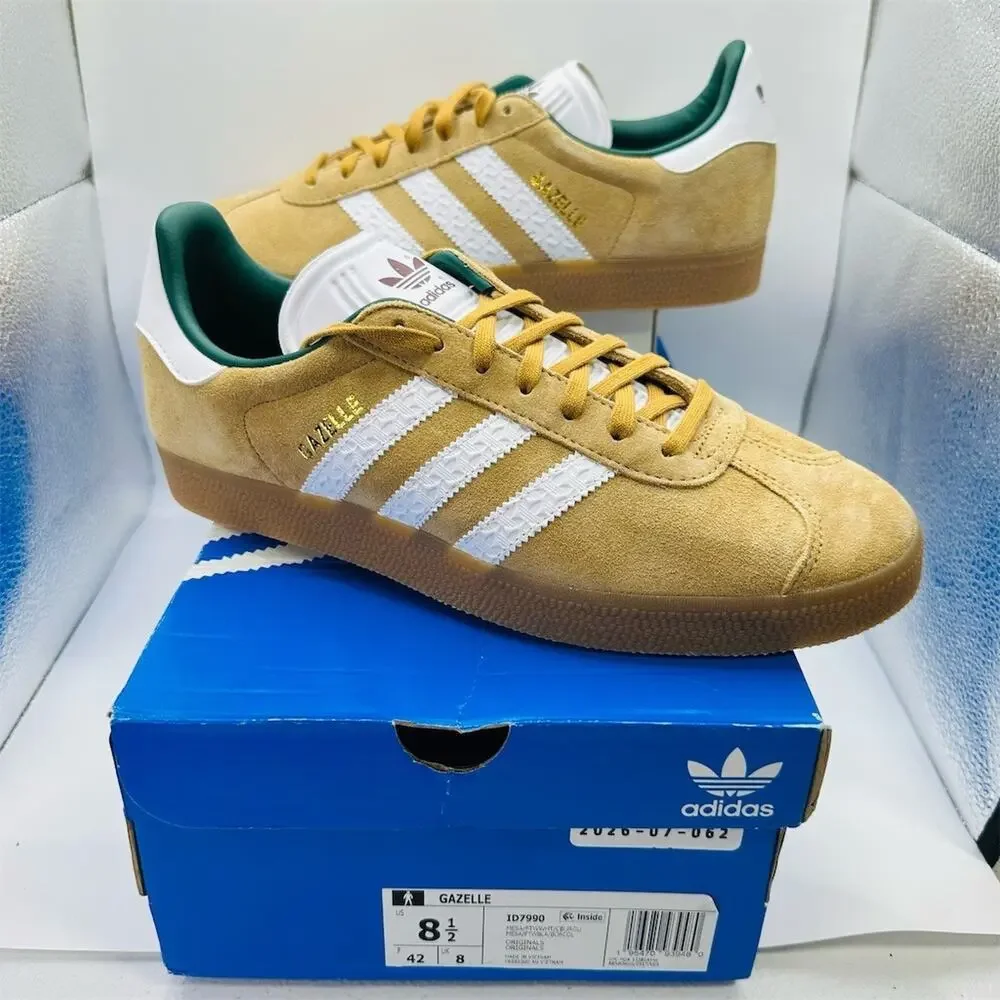 adidas Originals Gazelle Sneakers Men's US 8.5 Beige Tan White Gum Sole